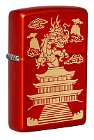 Зажигалка ZIPPO Eastern Design с покрытием Metallic Red, латунь/сталь, красная, 38x13x57 мм