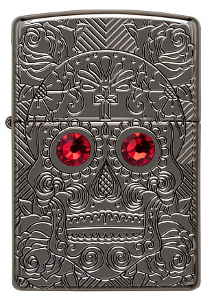 Зажигалка ZIPPO Armor™ Crystal с покрытием High Polish Black Ice®, латунь/сталь, чёрная, 38x13x57 мм