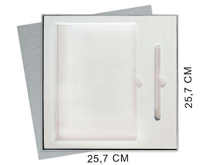 Коробка подарочная Solution Superior Alfa Linen под ежедневник и ручку, серебро, 25,7x25,7x2,8 см, бежевый ложемент