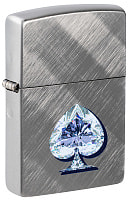 Зажигалка ZIPPO Gleaming Spade Design с покрытием Diagonal Weave, латунь/сталь, серебристая, матовая, 38x13x57 мм