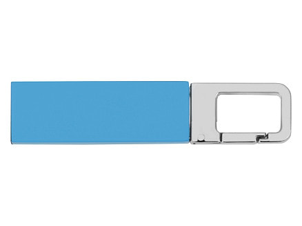 Флеш-карта USB 2.0 16 Gb с карабином Hook, голубой/серебристый