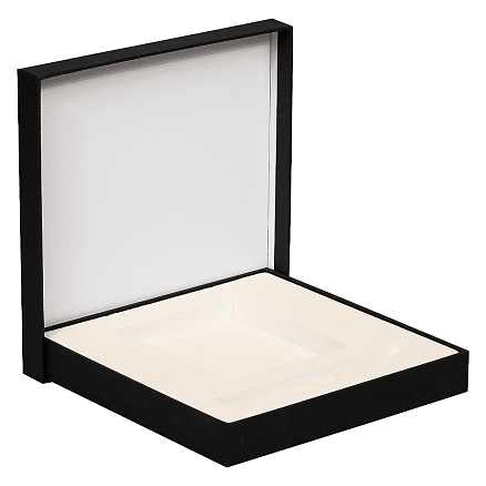 Коробка подарочная, размер 18*18*2 см, Solution Superior Linen, черная,  бежевый ложемент под ручку и прямоугольный предмет