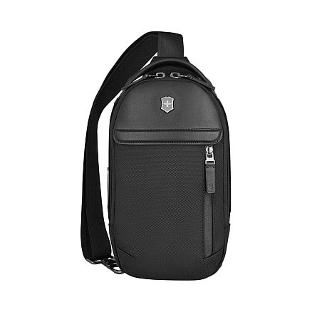 Рюкзак на одно плечо VICTORINOX Architecture Urban2 Sling Bag, черный, полиэстер/кожа, 17x8x28 см, 2 л