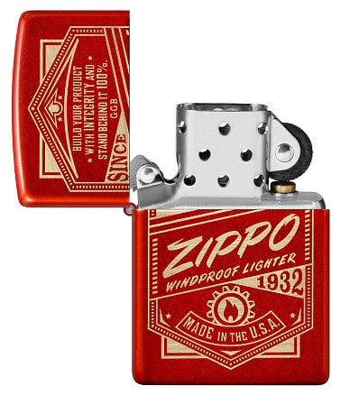 Зажигалка ZIPPO Classic с покрытием Metallic Red, латунь/сталь, красная, 38x13x57 мм