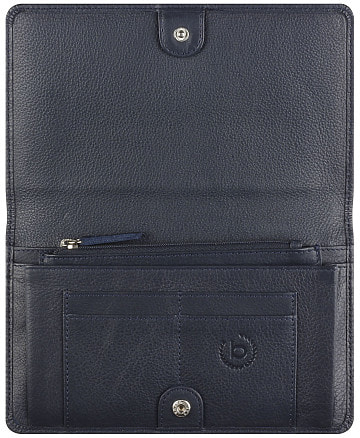 Кошелёк женский BUGATTI Lady Top, тёмно-синий, натуральная воловья кожа, 19,5х2х11,2 см