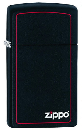 Зажигалка ZIPPO Slim® с покрытием Black Matte, латунь/сталь, чёрная, матовая, 29x10x60 мм