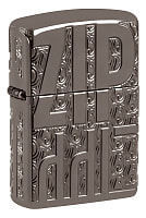 Зажигалка ZIPPO Reverse Carve с покрытием Black Ice®, латунь/сталь, чёрная, глянцевая, 38x13x57 мм