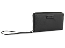 Кошелёк женский BUGATTI Elsa, с защитой данных RFID, чёрный, воловья кожа/полиэстер, 18,7х2х10 см