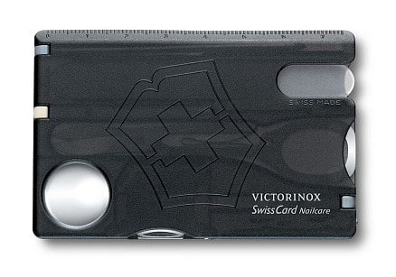 Швейцарская карточка VICTORINOX SwissCard Classic, 10 функций, полупрозрачная чёрная