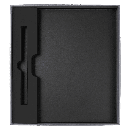 Коробка подарочная, размер  203*220*30 мм,  Solution Gift Linen  для ежедневника и ручки, антрацит (темное серебро)