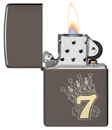 Зажигалка ZIPPO Lucky 7 Design с покрытием Black Ice®, латунь/сталь, черная, 38x13x57 мм