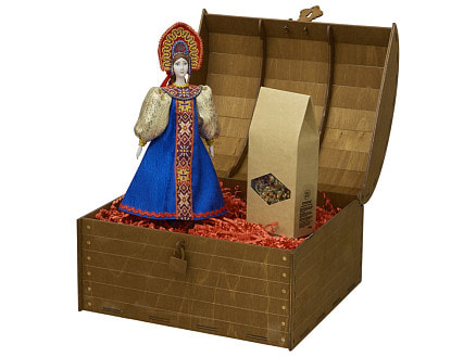 Подарочный набор: кукла, чай Малина с мятой, синий