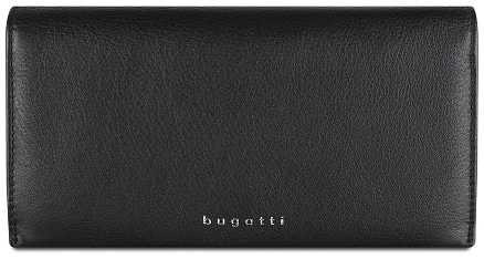 Кошелёк женский BUGATTI Lady Top, чёрный, натуральная воловья кожа, 19,5х2х10 см