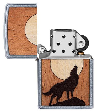 Зажигалка ZIPPO WOODCHUCK с покрытием Street Chrome™, латунь/сталь/дерево, серебристая, 38x13x57 мм