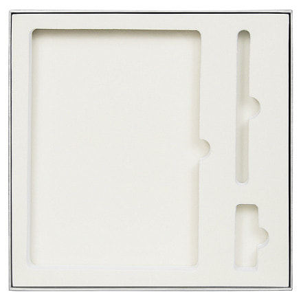 Коробка подарочная Solution Superior Linen под ежедневник, ручку и флешку, серебро, 25,7x25,7 см, бежевый ложемент
