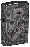 Зажигалка ZIPPO Mushroom Skulls с покрытием High Polish Black, латунь/сталь, черная, глянцевая, 38x13x57 мм