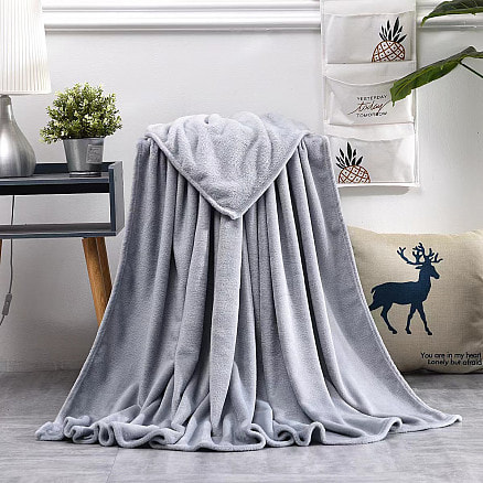 Плед мягкий флисовый Super Soft  Comfort, 125*150 см, серый, в подарочной белой крафтовой коробке с окошком