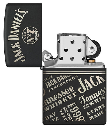 Зажигалка ZIPPO Jack Daniel's с покрытием Black Matte, латунь/сталь, разно