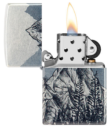 Зажигалка ZIPPO Mountain Sketch с покрытием 540 Tumbled Chrome, латунь/сталь, разно