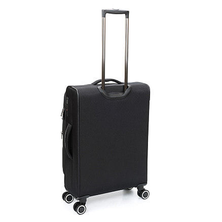 Чемодан TORBER Nero, чёрный, переработанный ПЭТ, 44 х 25 х 67 см, 63 л