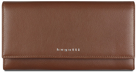Кошелёк женский BUGATTI Lady Top, коньячный, натуральная воловья кожа, 20х2,5х10,5 см