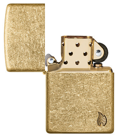 Зажигалка ZIPPO Armor® Flame c покрытием Tumbled Brass, латунь/сталь, золотистая, 38x13x57 мм