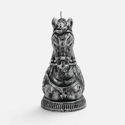 Свеча фигурная «Бюст лошади», серебристая