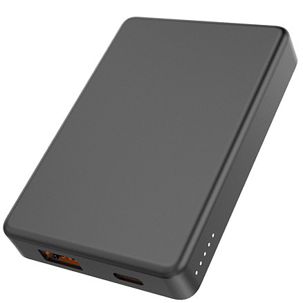 Магнтиный внешний аккумулятор Magnetic с беспроводной зарядкой (5W), 5000 Mah, черный