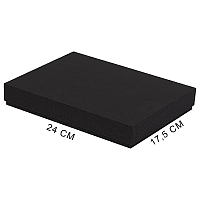 Коробка подарочная, размер 24*17,5*3 см, Solution Superior Linen, черная, бежевый ложемент под два прямоугольных предмета
