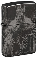 Зажигалка ZIPPO Skull King с покрытием High Polish Black, латунь/сталь, черная, глянцевая, 38x13x57 мм