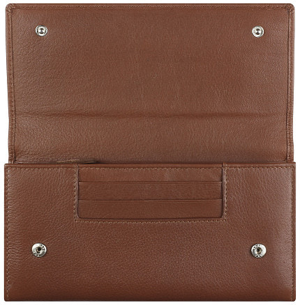 Кошелёк женский BUGATTI Lady Top, коньячный, натуральная воловья кожа, 20х2,5х10,5 см