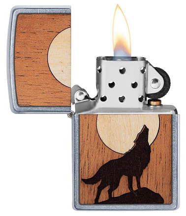 Зажигалка ZIPPO WOODCHUCK с покрытием Street Chrome™, латунь/сталь/дерево, серебристая, 38x13x57 мм
