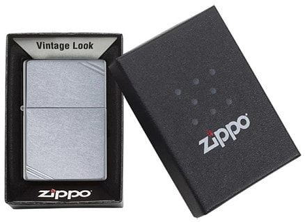 Зажигалка ZIPPO Vintage с покрытием Street Chrome™, латунь/сталь, серебристая, матовая, 38x13x57 мм