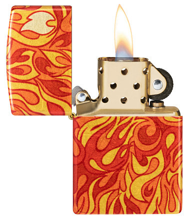 Зажигалка ZIPPO Fire с покрытием 540 Tumbled Brass, латунь/сталь, разно