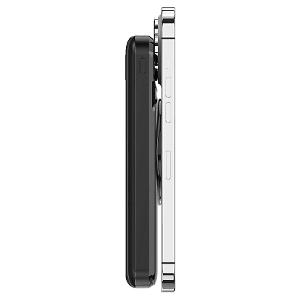 Внешний аккумулятор (powerbank) «Nova», 10 000 mAH, с тремя зарядными шнурами, c беспроводным магнитным контактом magsafe до 15W, 22,5W (Ватт) super fast charge, Power Delivery (PD) 20W (dfnn), QC3.0, черный