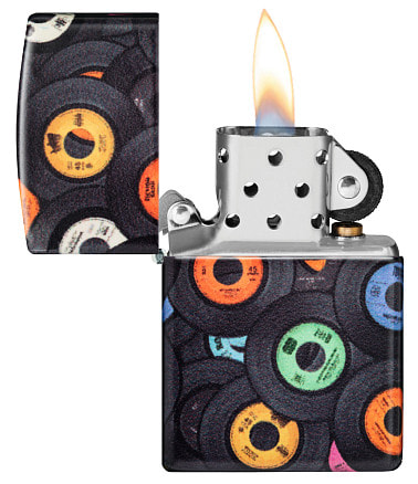 Зажигалка ZIPPO Records Design с покрытием 540 Matte, латунь/сталь, черная, 38x13x57 мм