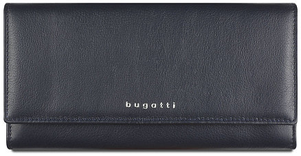 Кошелёк женский BUGATTI Lady Top, тёмно-синий, натуральная воловья кожа, 20х2,5х10,5 см