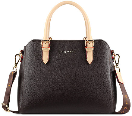 Сумка женская BUGATTI Ella, тёмно-коричневая, полиуретан, 30х12х23 см
