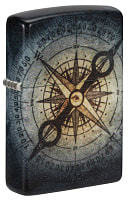 Зажигалка ZIPPO Compass Ghost с покрытием Glow In The Dark Green, латунь/сталь, черная, 38x13x57 мм