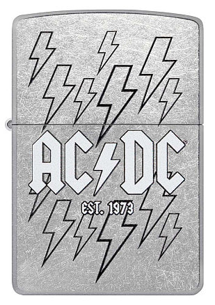 Зажигалка ZIPPO AC/DC с покрытием Street Chrome, латунь/сталь, серебристая, 38x13x57 мм