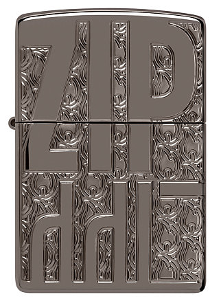 Зажигалка ZIPPO Reverse Carve с покрытием Black Ice®, латунь/сталь, чёрная, глянцевая, 38x13x57 мм