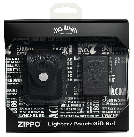 Набор ZIPPO Jack Daniels®: зажигалка с покрытием Black Matte и кожаный чехол в подарочной коробке