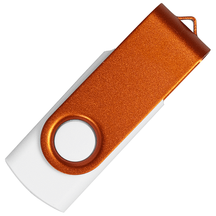 Флеш накопитель USB 2.0 Twister Сolor Mix 16GB, пластик Софт Тач/металл, белый/оранжевый