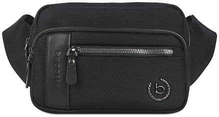 Сумка на пояс BUGATTI Nero, чёрная, нейлон 1680D/кожа, 20,5х6х15 см