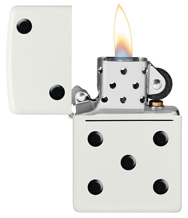 Зажигалка ZIPPO Domino Design с покрытием White Matte, латунь/сталь, белая, матовая, 38x13x57 мм