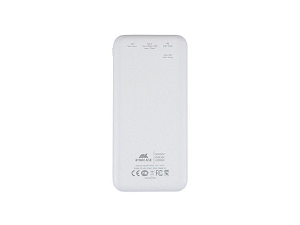 RIVACASE VA2540 (10 000mAh), QC/PD 20W внешний аккумулятор с дисплеем, белый 12/48