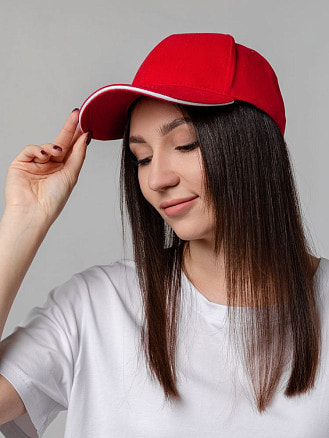 Бейсболка Generic, красная с белым кантом