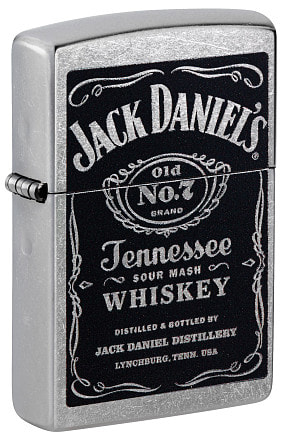 Зажигалка ZIPPO Jack Daniels® с покрытием Street Chrome, латунь/сталь, серебристая, 38x13x57 мм