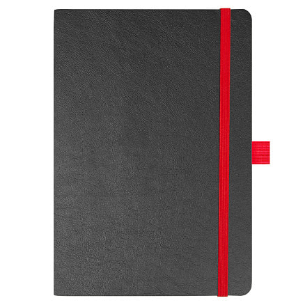 Блокнот Flexy Forest Urban Soft leather  А5, недатированный, с резинкой и петлей для ручки, в гибкой обложке, черно-красный