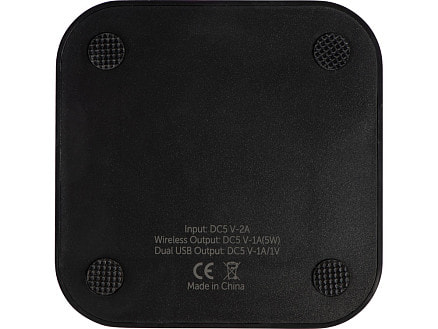 USB-хаб с беспроводной зарядкой Tile, черный